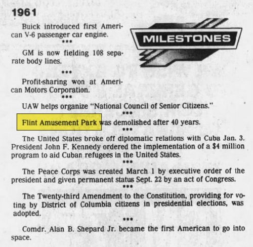 Flint Park (Flint Amusement Park) - Sep 11 1983 Article